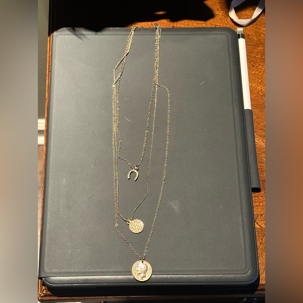 Gold Layered Necklace with Charms